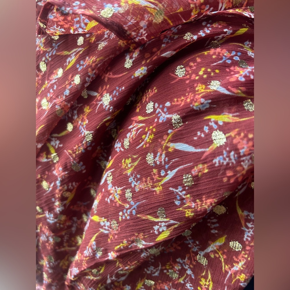 Floral Ruffle Wrap Dress - Red - Picture 16 of 16